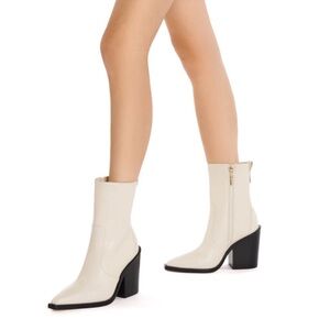 Larroude Cream Heeled Boots
